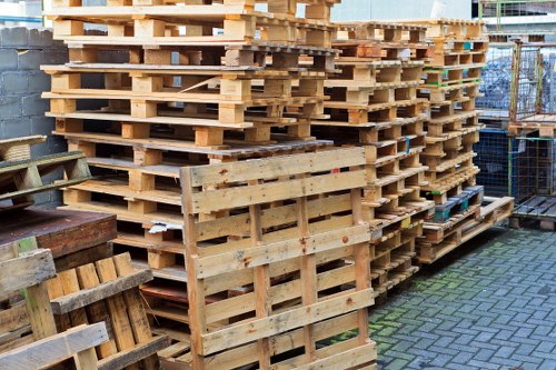 Business professionals utilizing a skip for waste disposal
